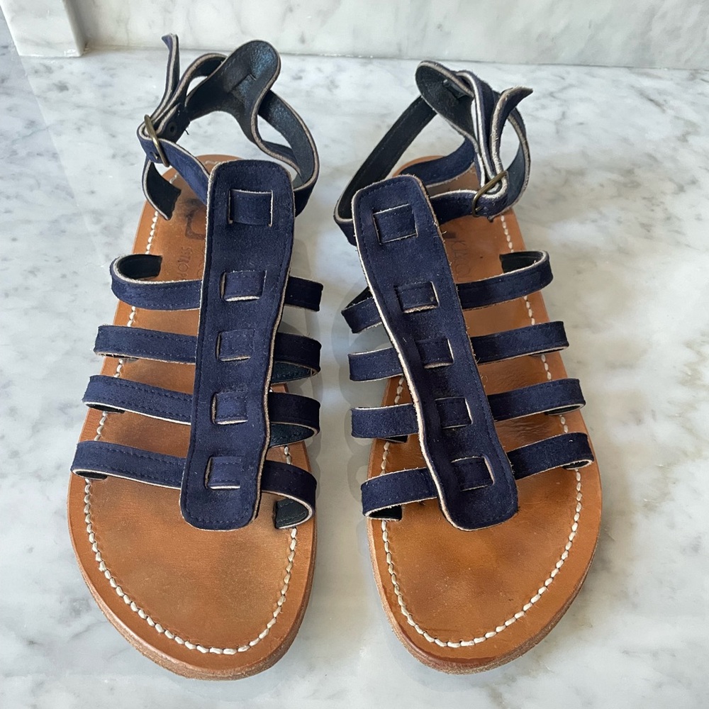K Jacques Navy Suede Homer Fisherman Sandals size 39 FR